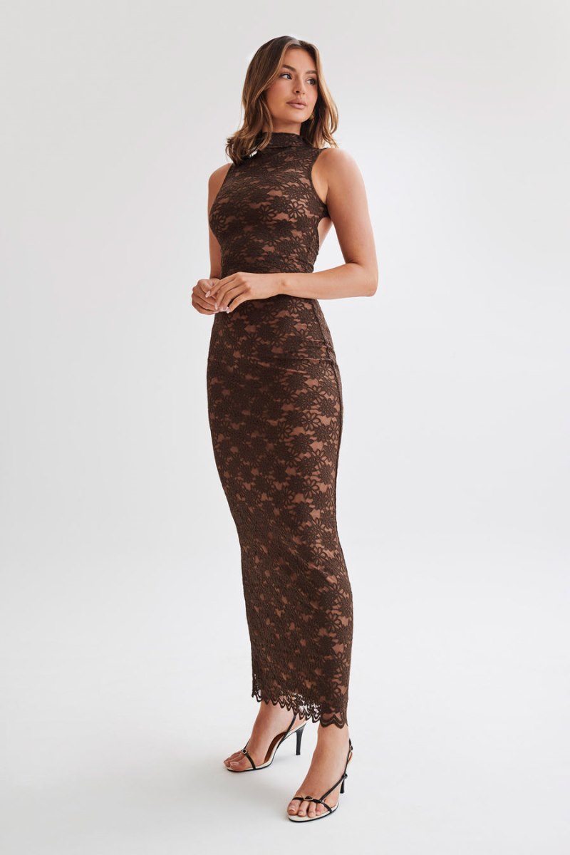 Meshiki Elska Lace Maxi Chocolate | JUJU7434