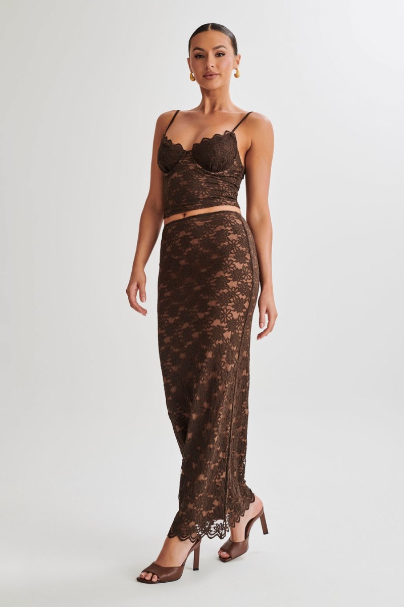 Meshiki Elska Lace Maxi Chocolate | JUJU7434