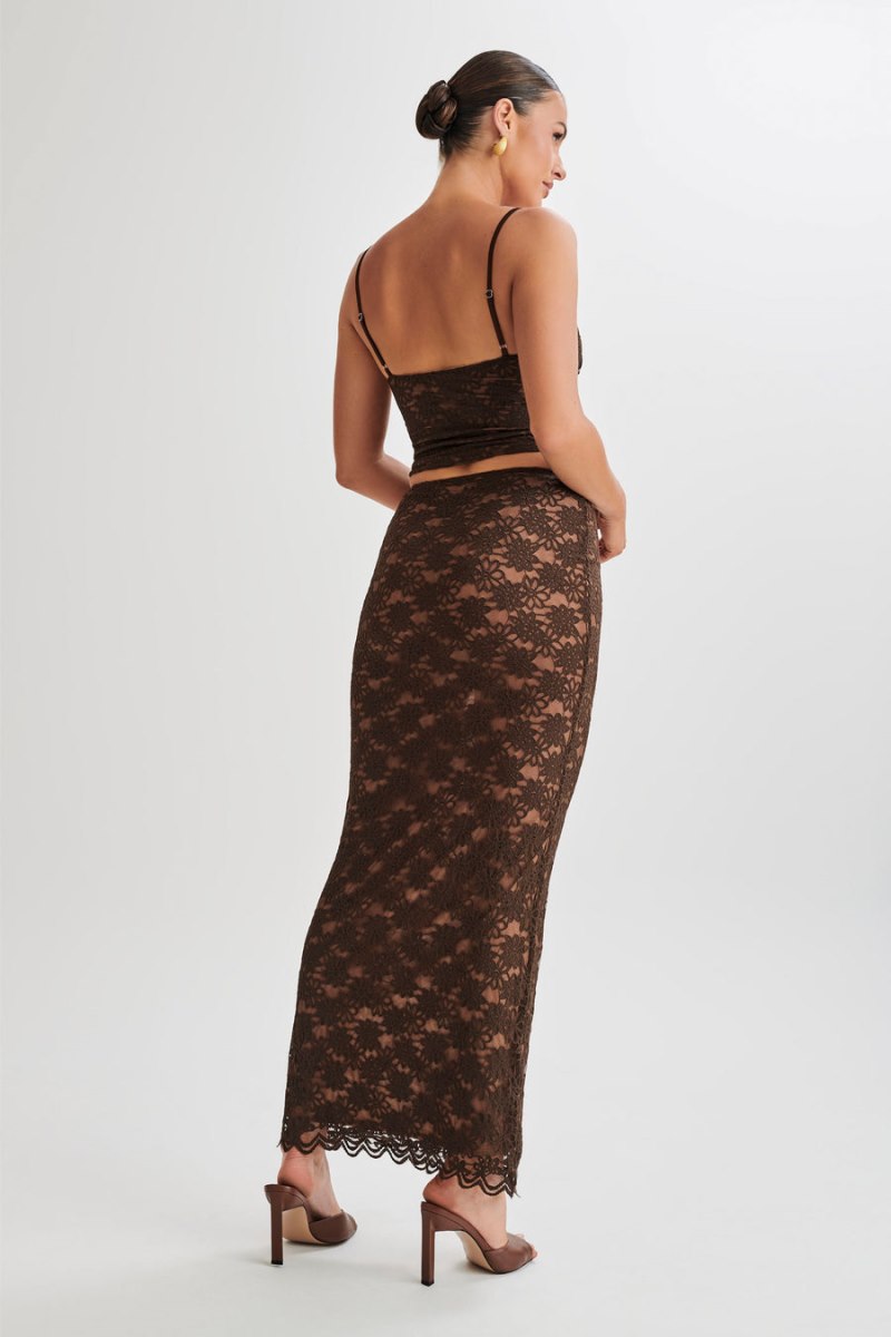 Meshiki Elska Lace Maxi Chocolate | JUJU7434