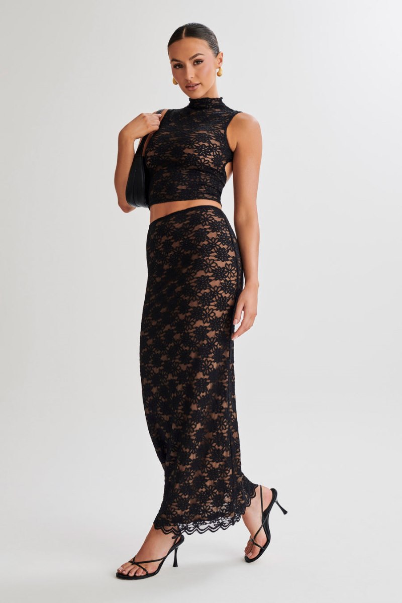 Meshiki Elska Lace Maxi Negras | MOFD3031