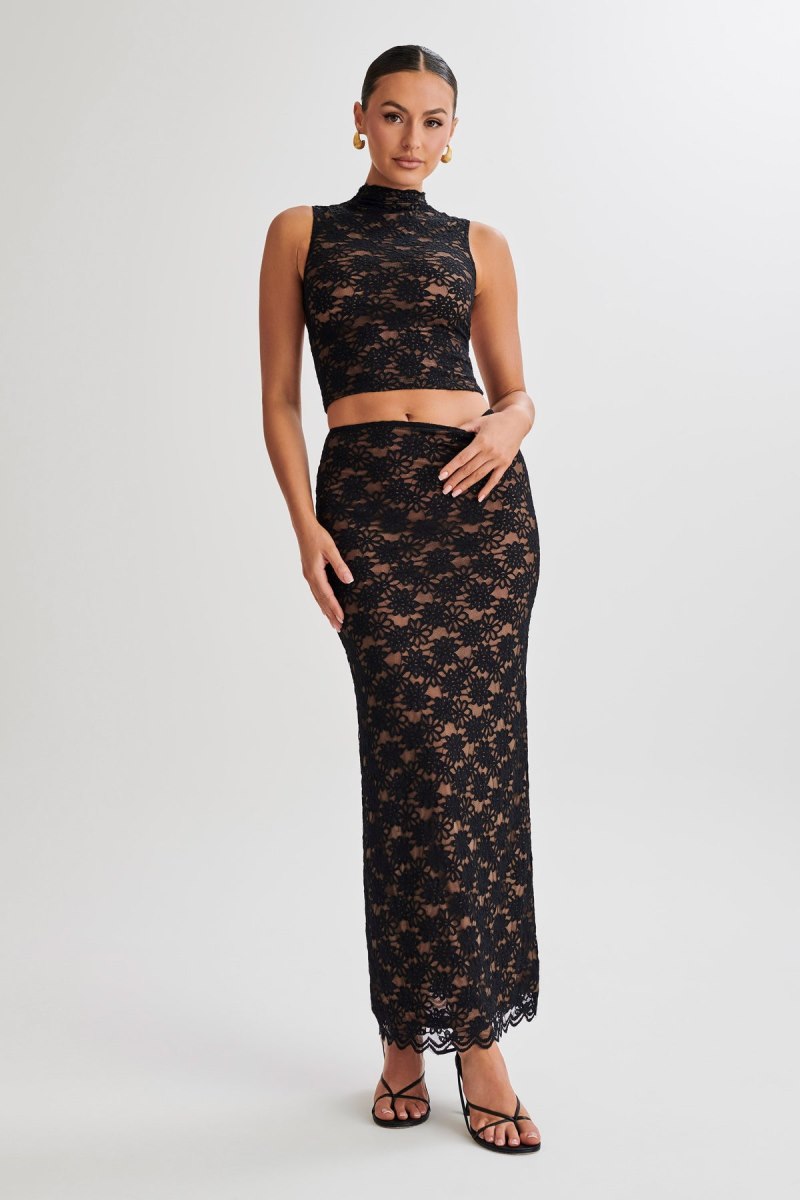 Meshiki Elska Lace Maxi Negras | MOFD3031