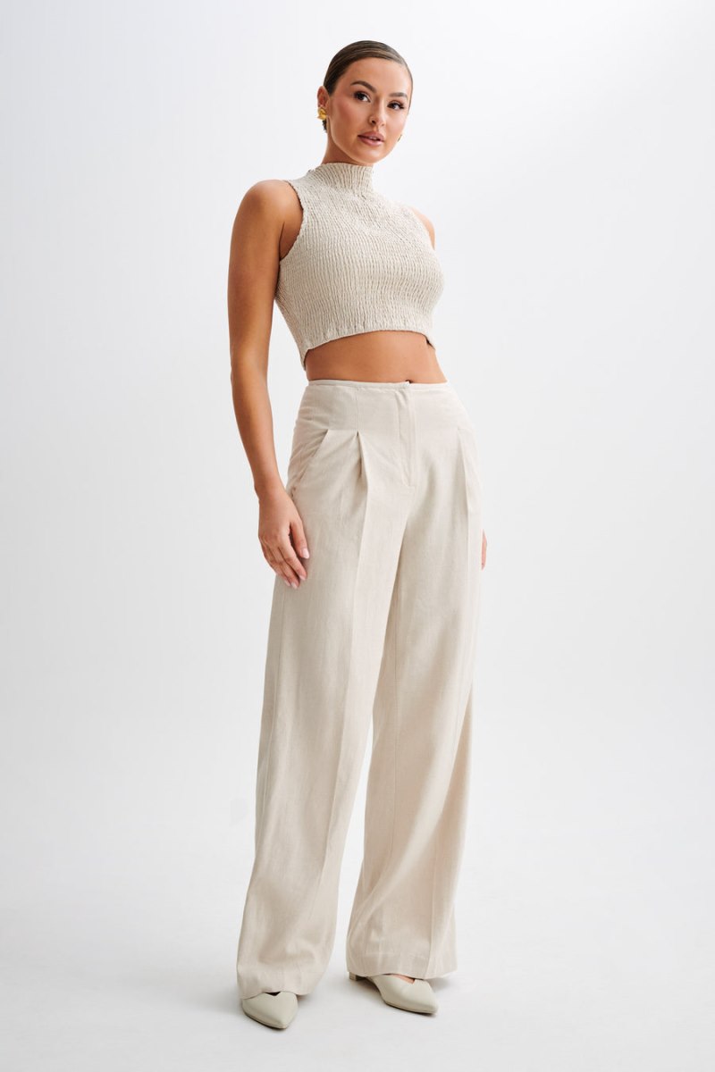 Meshiki Emanuelle Sleeveless Linen Shirring Blancas | WYRK4857