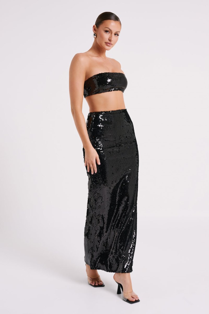 Meshiki Emerie Strapless Sequin Bandeau Negras | KAMV3270