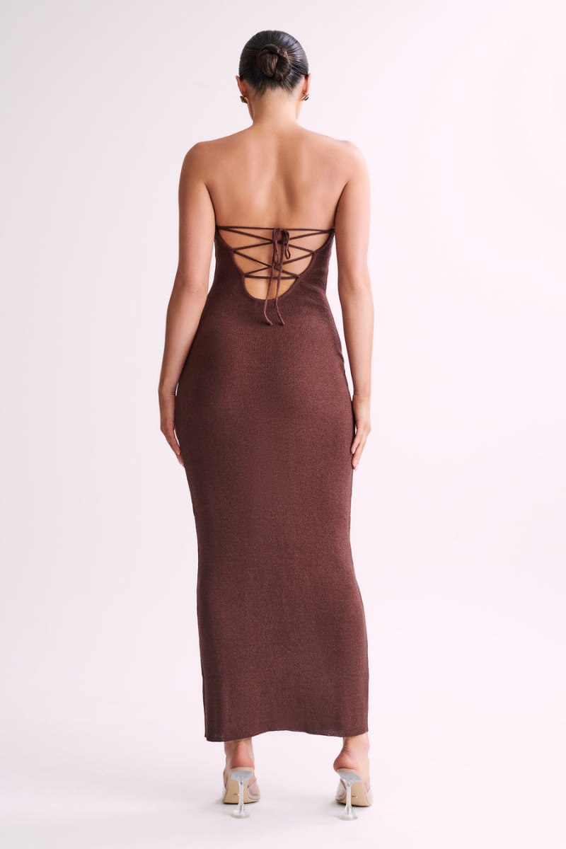 Meshiki Emmy Strapless Knit Chocolate Oscuro | MQZA9607