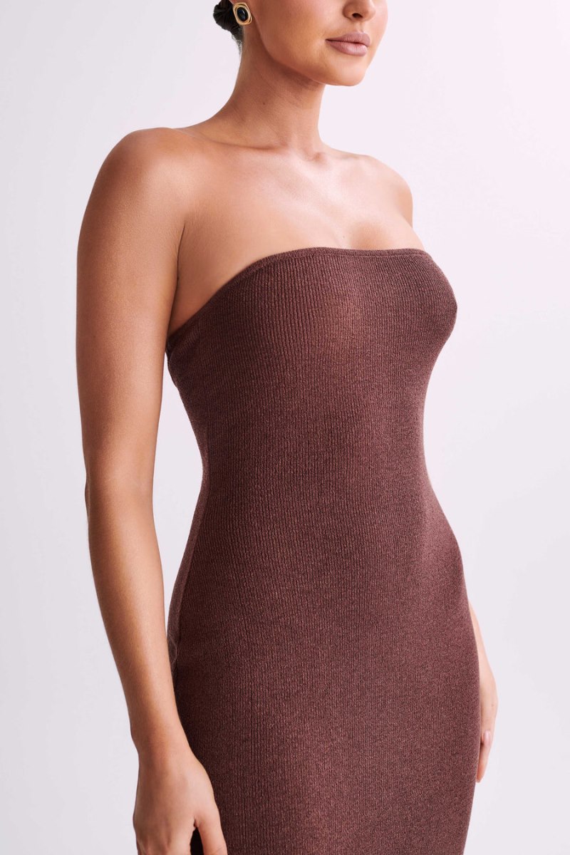 Meshiki Emmy Strapless Knit Chocolate Oscuro | MQZA9607