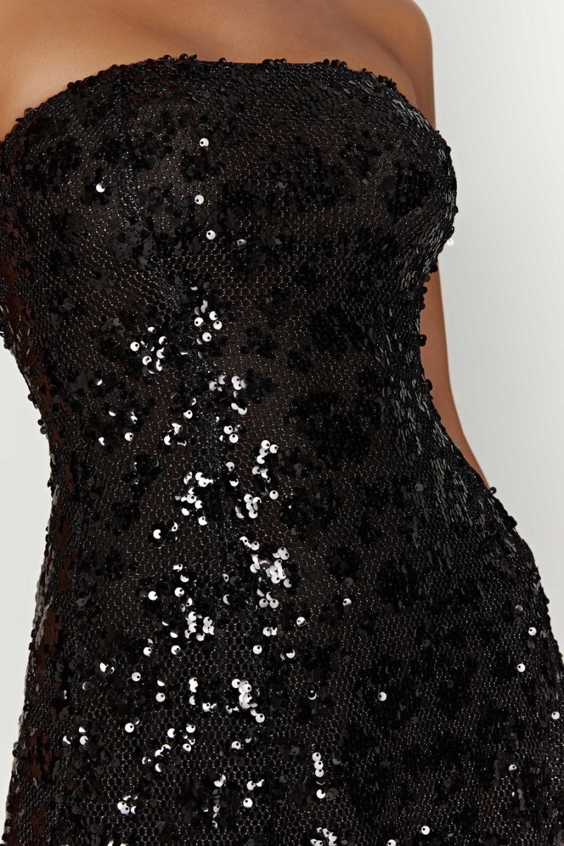 Meshiki Everleigh Strapless Sequin Negras | JQBU9450