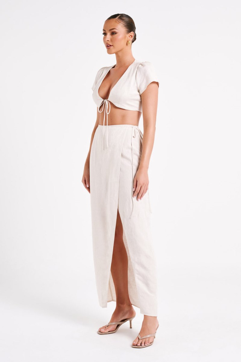 Meshiki Fatima Linen Crop Blancas | ZWTJ2300