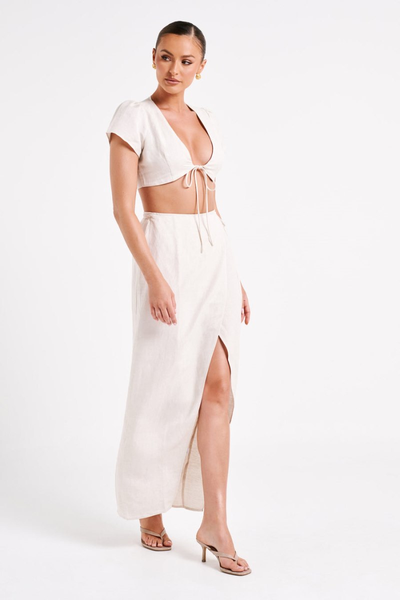 Meshiki Fatima Linen Crop Blancas | ZWTJ2300