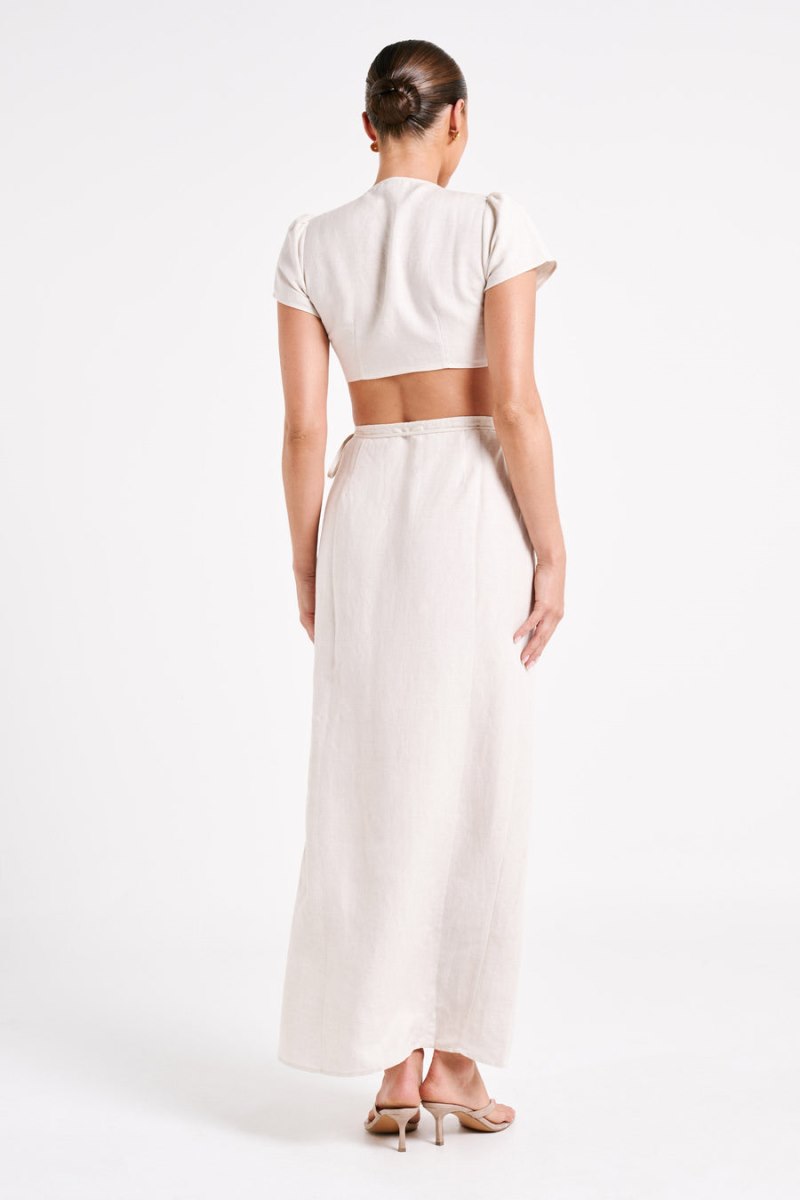 Meshiki Fatima Linen Wrap Maxi Blancas | ZQRE9457