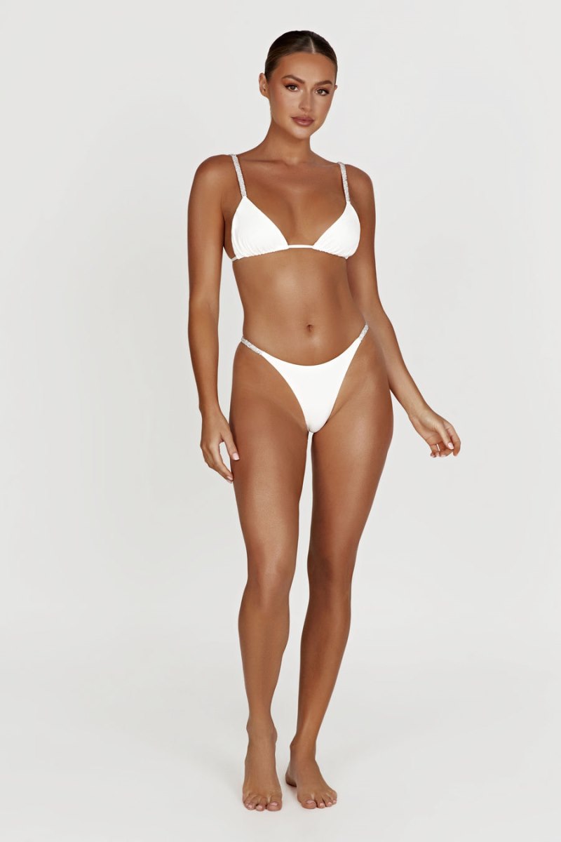 Meshiki Finley Diamante Band Recycled Bikini Top Blancas | AMOM2805