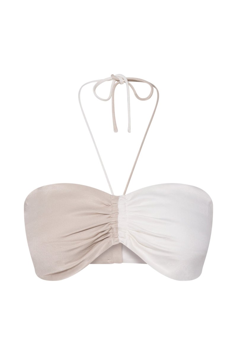 Meshiki Frankie Two Tone Satin Bandeau Creme | VZCZ0326