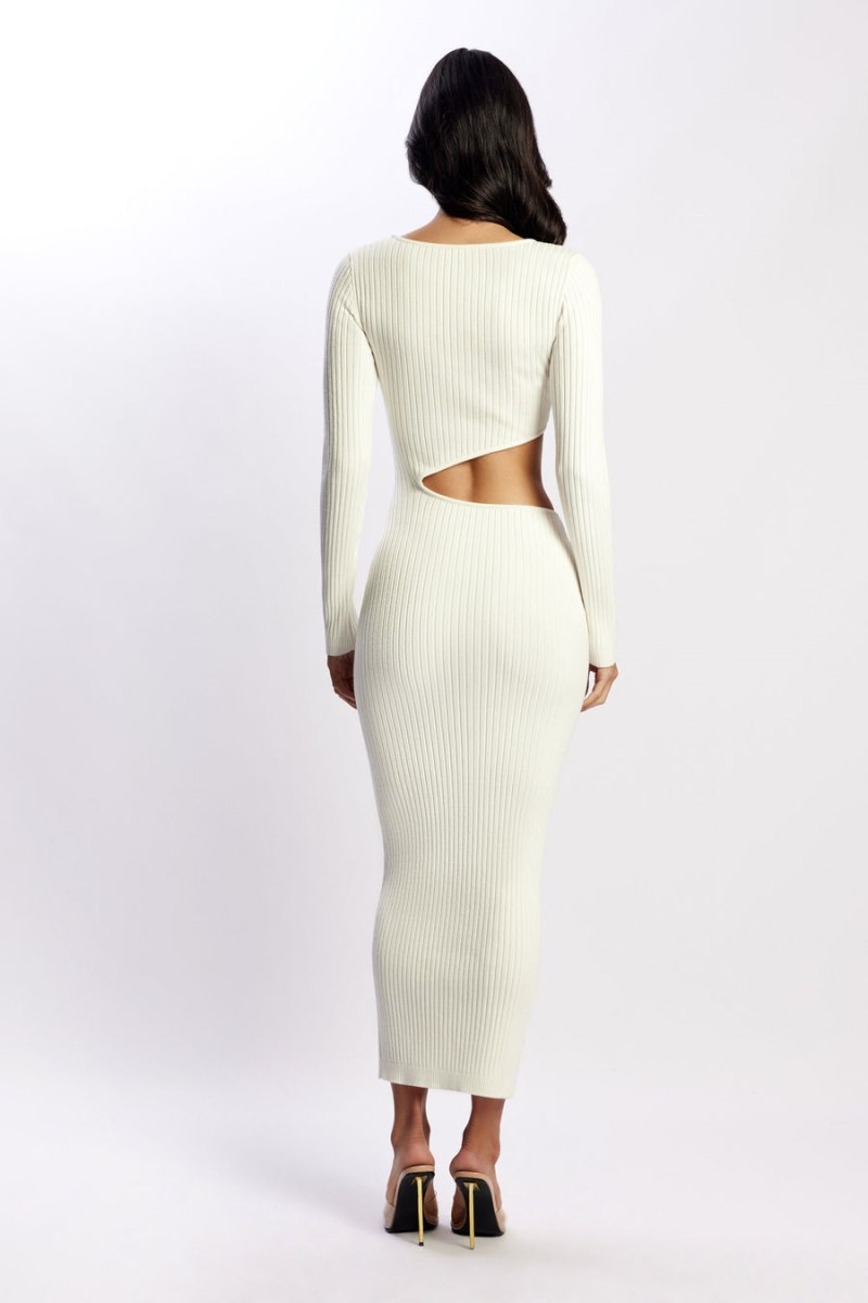 Meshiki Gaia Cut Out Asymmetric Knitted Blancas | BAKM7201