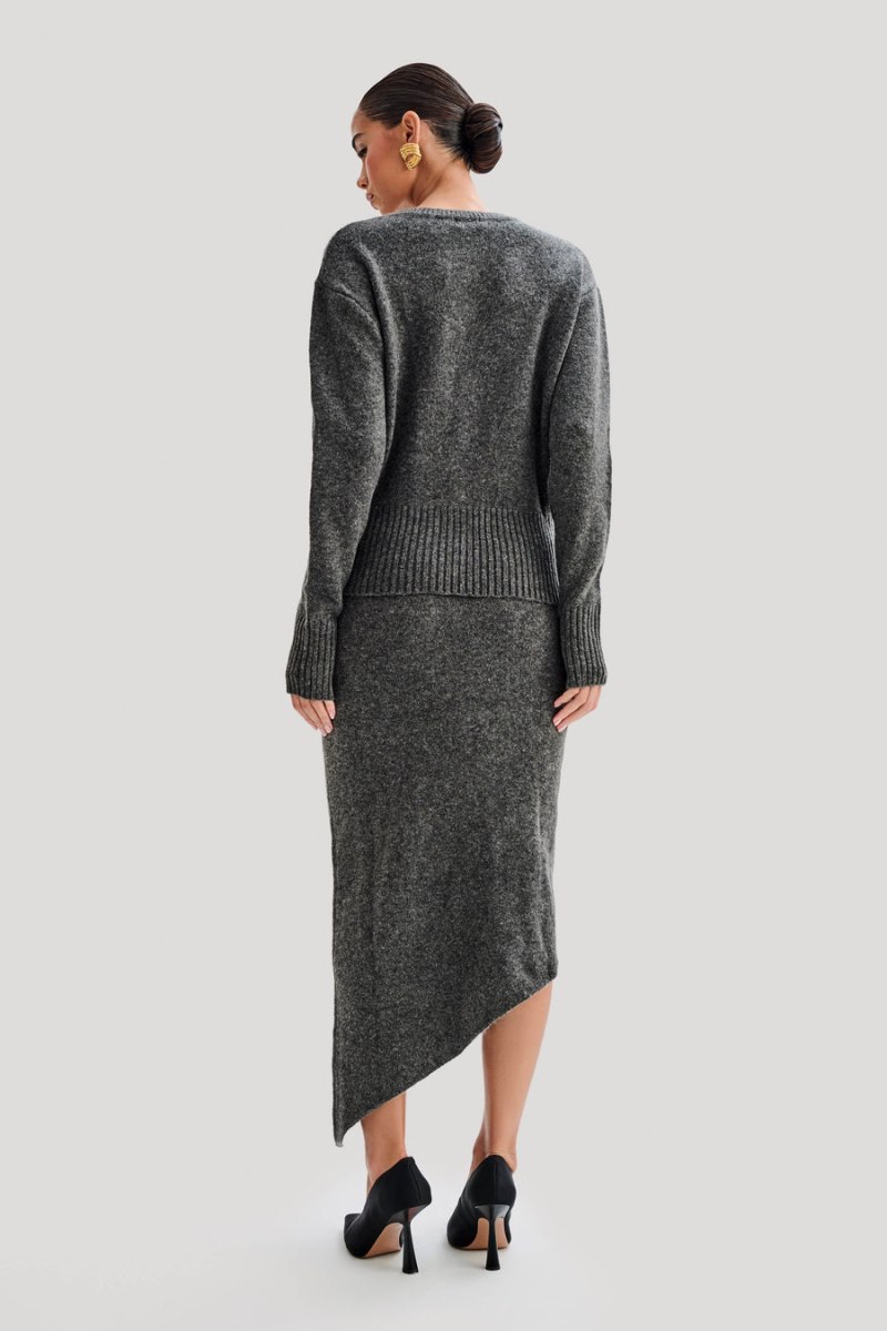 Meshiki Genevieve Oversized Knit Gris Oscuro | QJBM7384