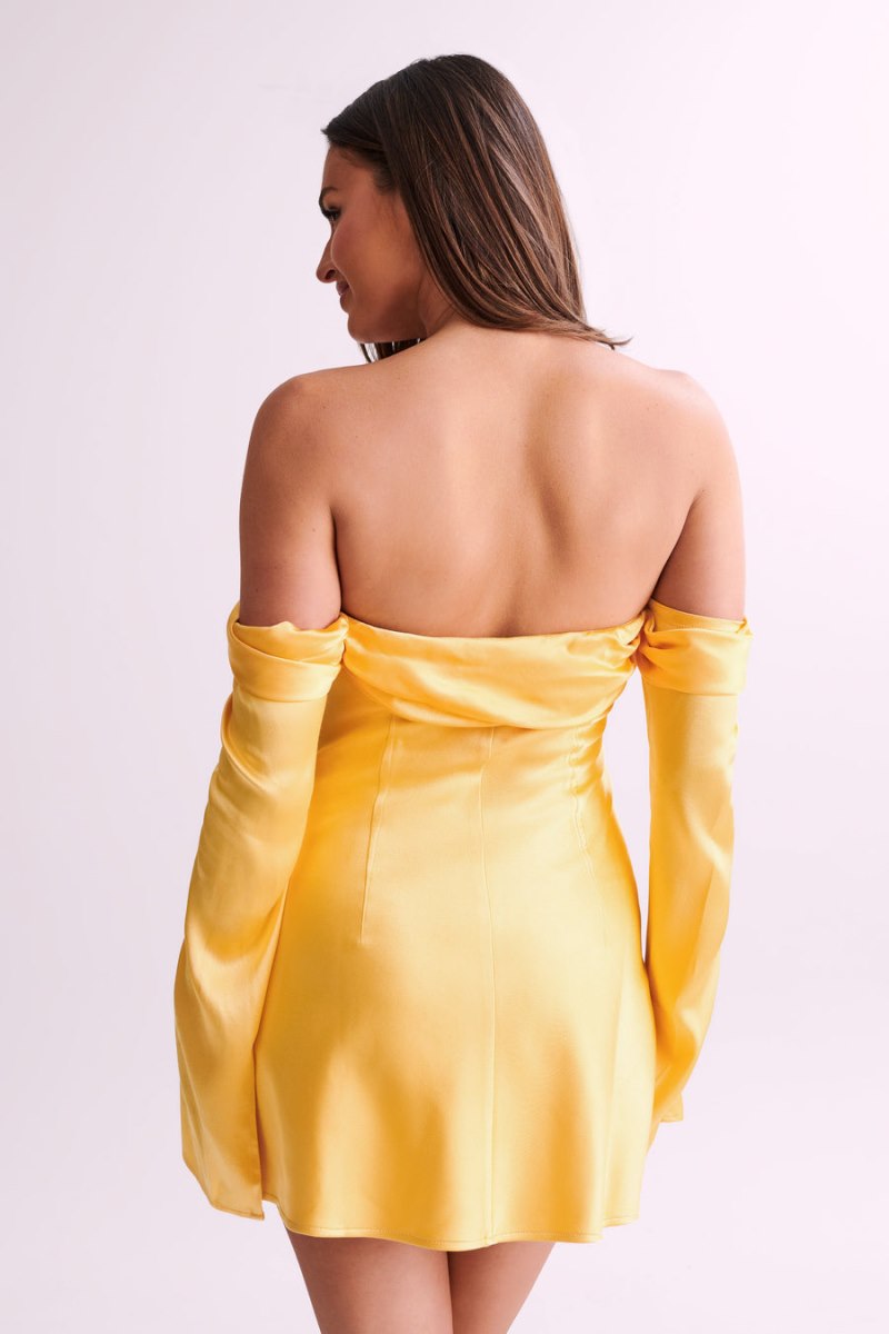 Meshiki Giselle Off Shoulder Satin Mango | QAWL0021