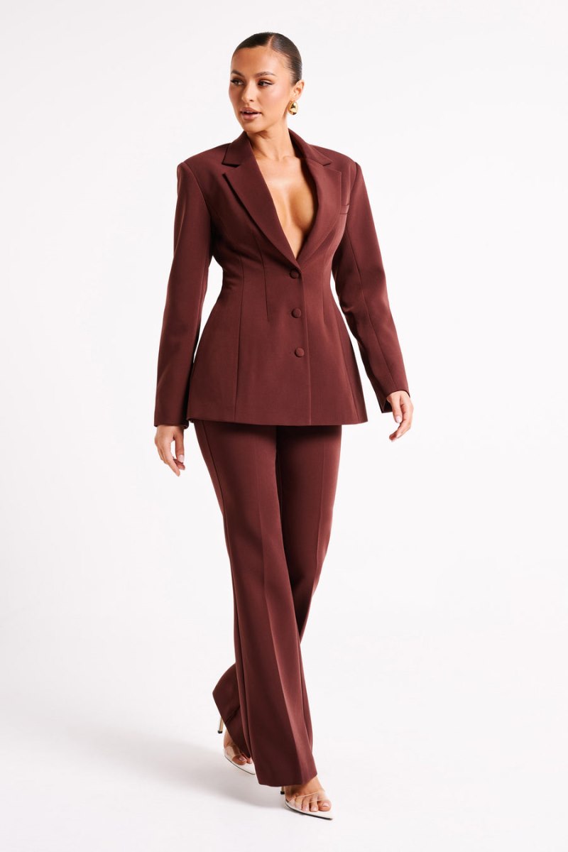 Meshiki Greer Hourglass Suiting Chocolate Oscuro | EYWJ5949