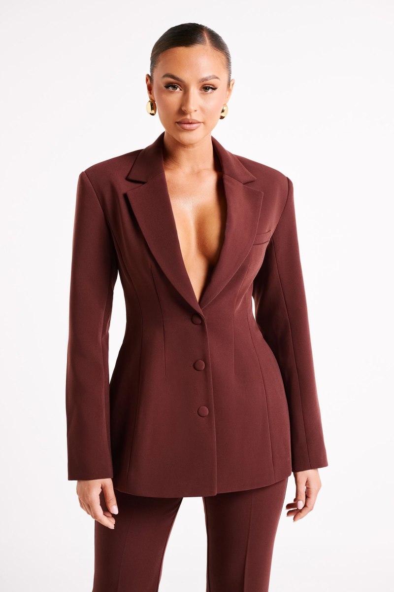 Meshiki Greer Hourglass Suiting Chocolate Oscuro | EYWJ5949