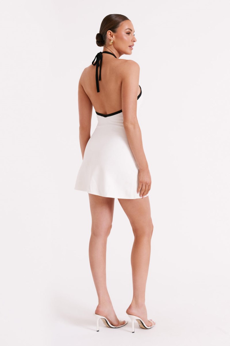 Meshiki Grettel Contrast Halter Knit Blancas | KRUC2208