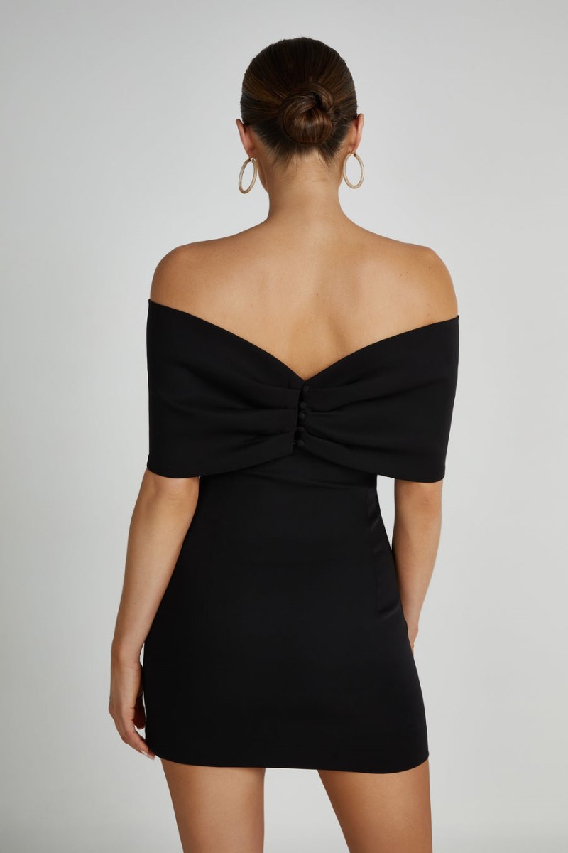 Meshiki Gwyneth Off Shoulder Bow Negras | LHQM1796