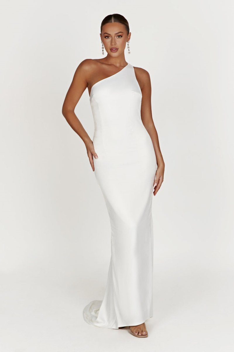 Meshiki Harper One Shoulder Gown Blancas | TJMA7361