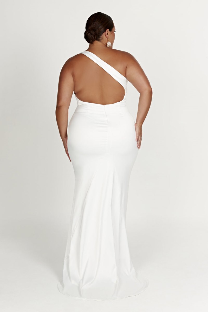 Meshiki Harper One Shoulder Gown Blancas | TJMA7361