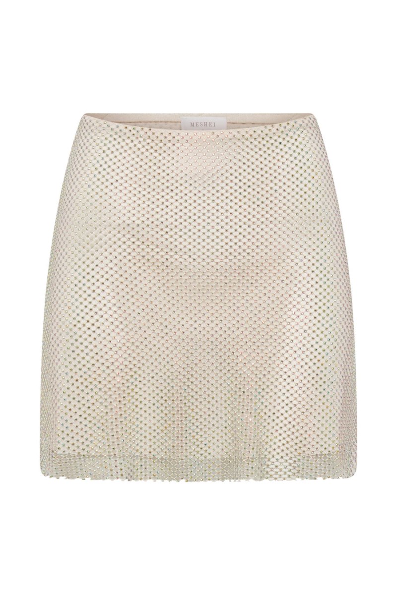 Meshiki Hilton Diamante Mesh Mini Creme | VHQC2067