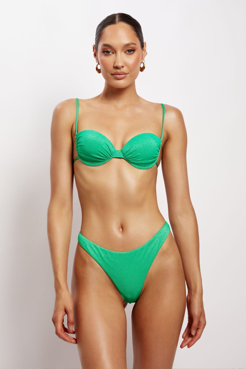 Meshiki Ivanna Thong Bikini Bottoms Verde | YGZZ3695