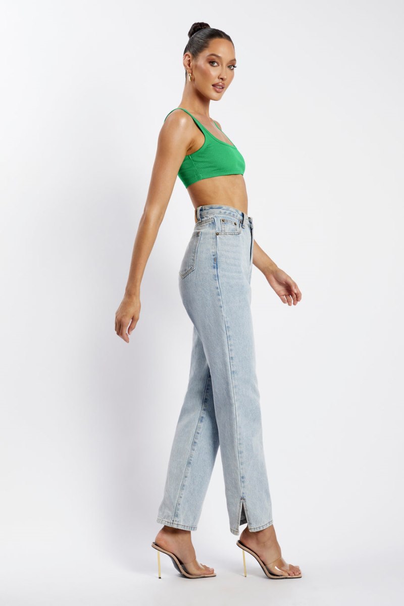 Meshiki Jackie Scoop Neck Crop Verde | MVOE4404