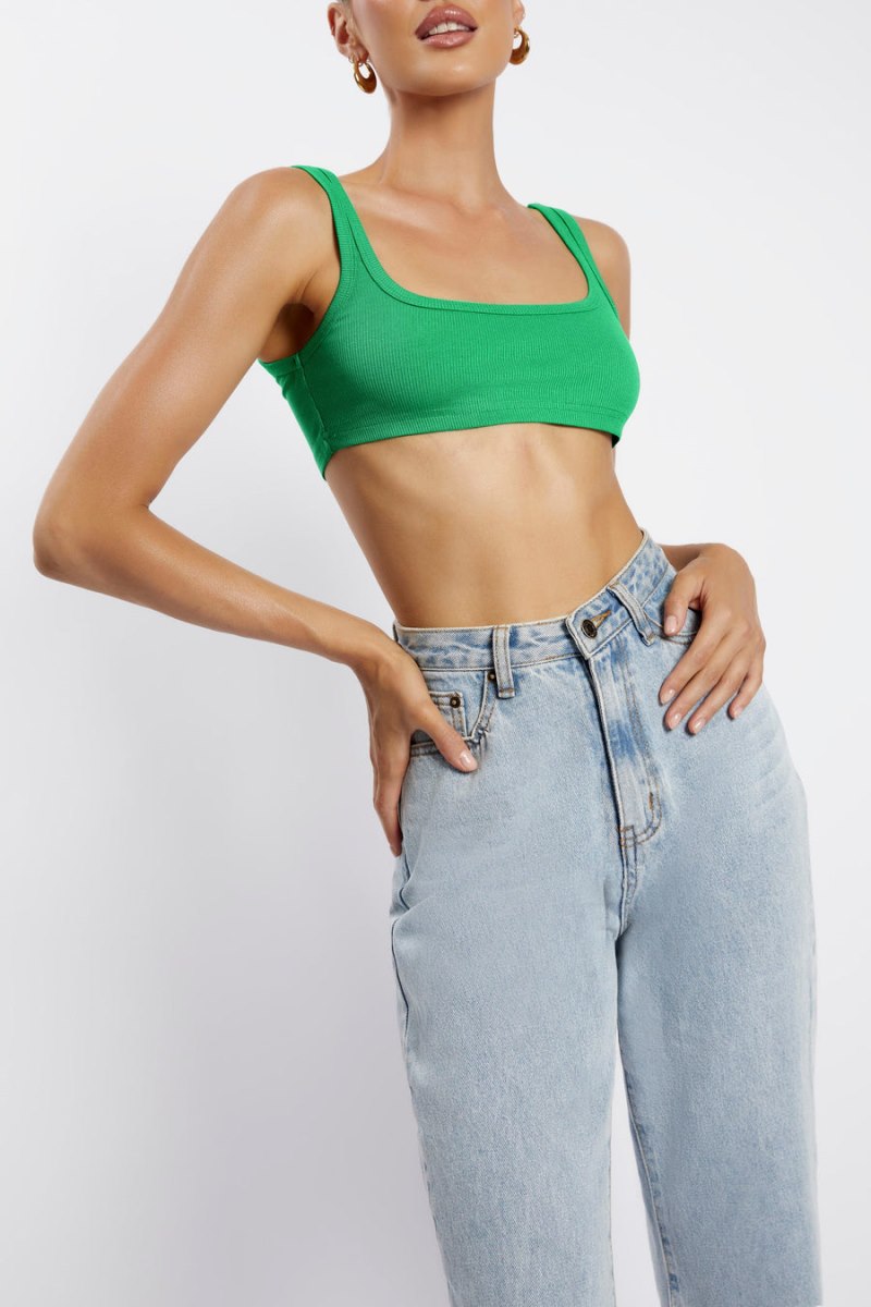 Meshiki Jackie Scoop Neck Crop Verde | MVOE4404