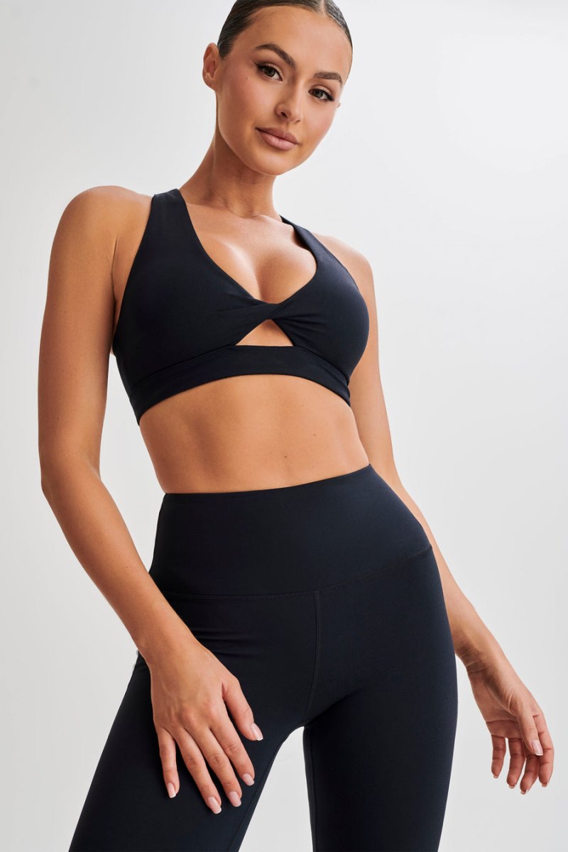 Meshiki Jackie Twist Crop Negras | KHKC5476