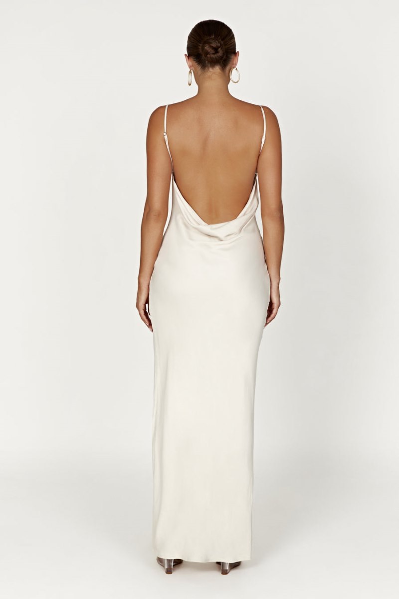 Meshiki Jade Cowl Neck Backless Creme | NXIC8551