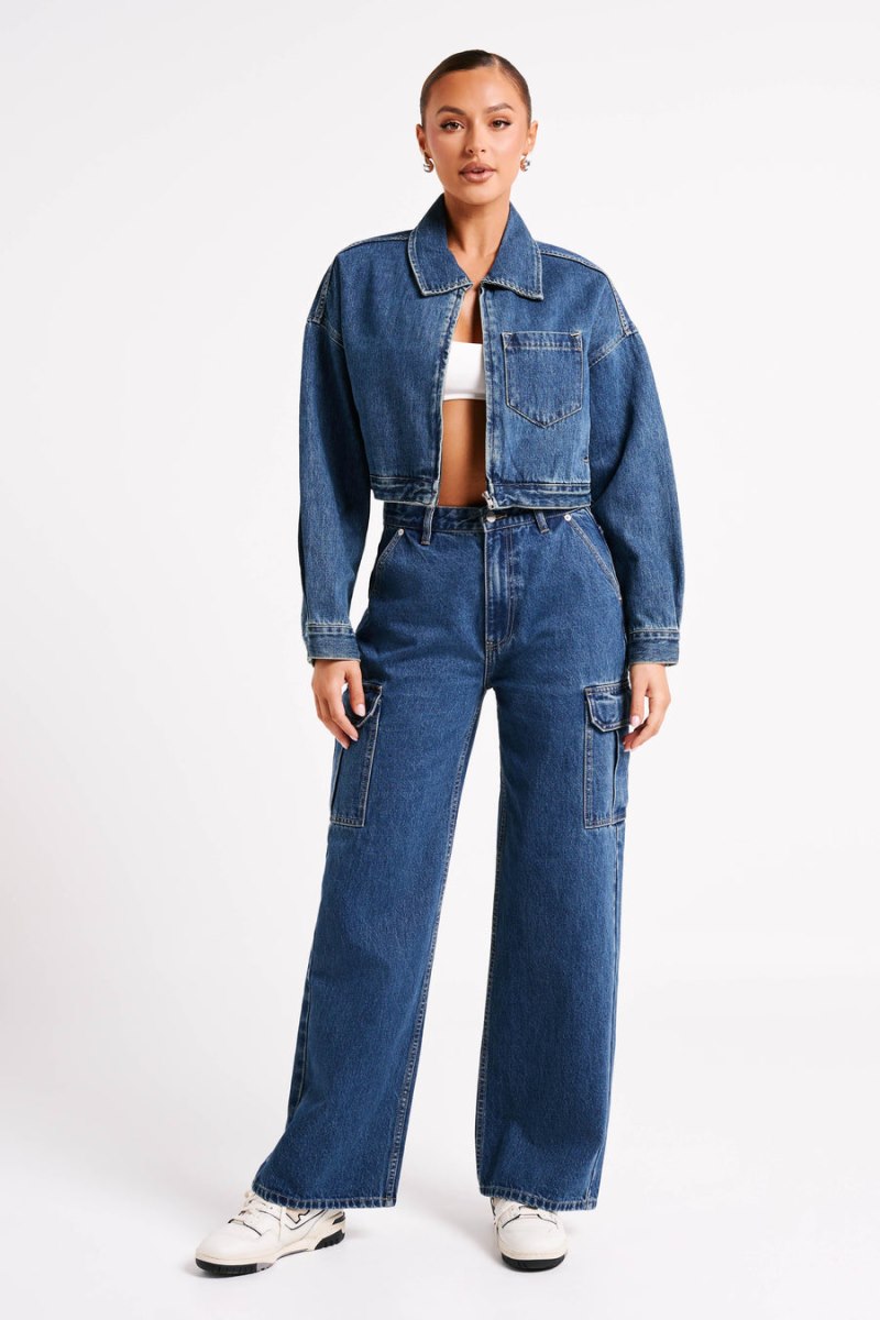 Meshiki Jagger Mid Rise Oversized Denim Azules Oscuro | GNCG0880