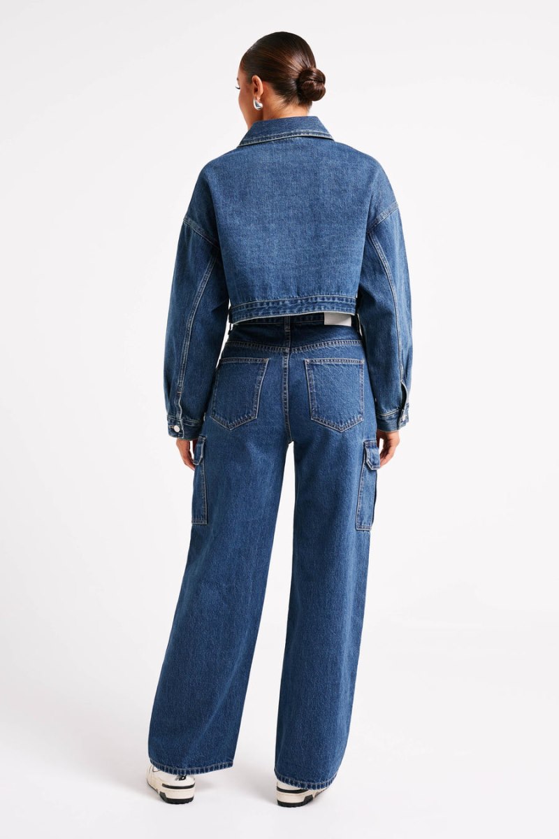 Meshiki Jagger Mid Rise Oversized Denim Azules Oscuro | GNCG0880