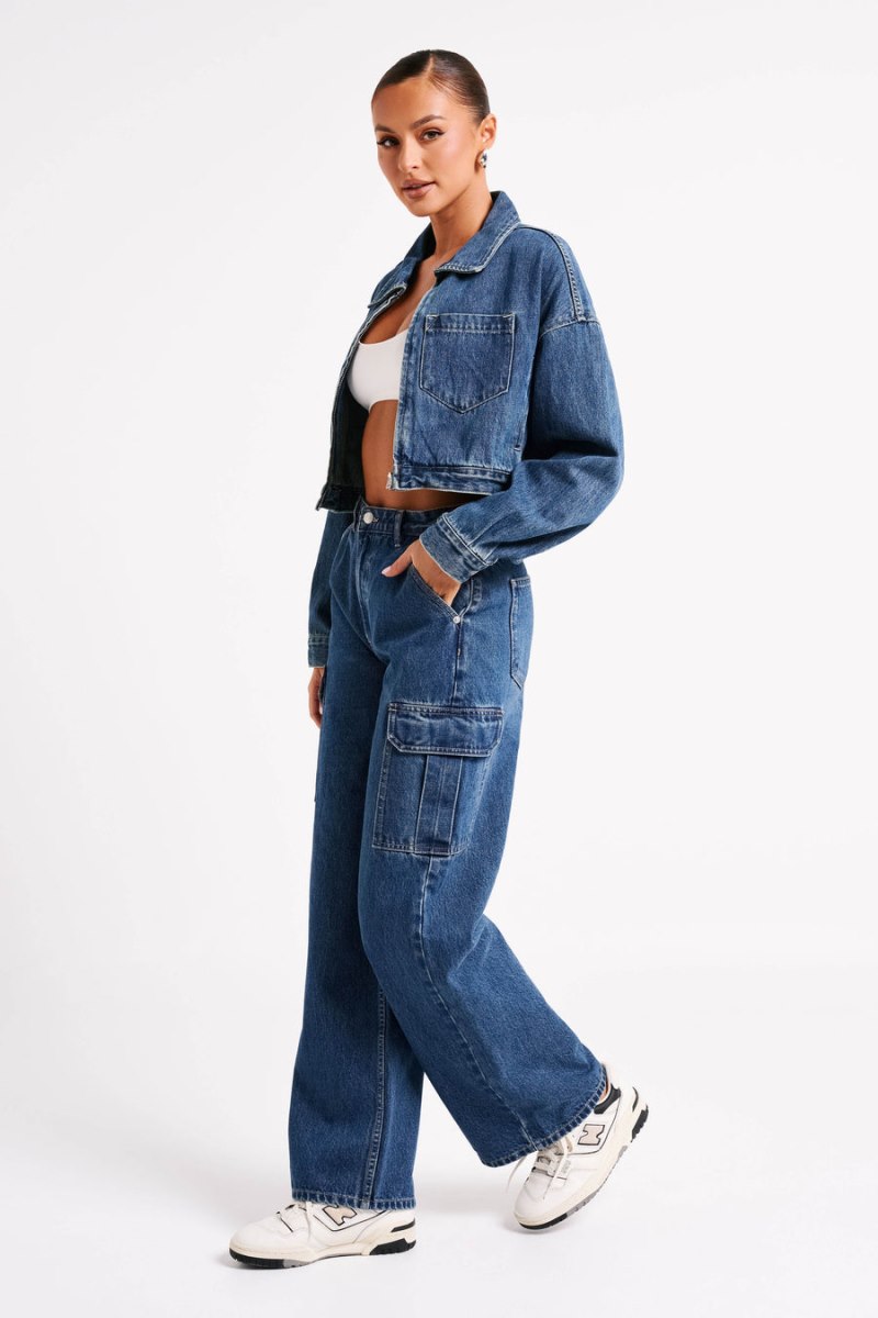 Meshiki Jagger Mid Rise Oversized Denim Azules Oscuro | GNCG0880