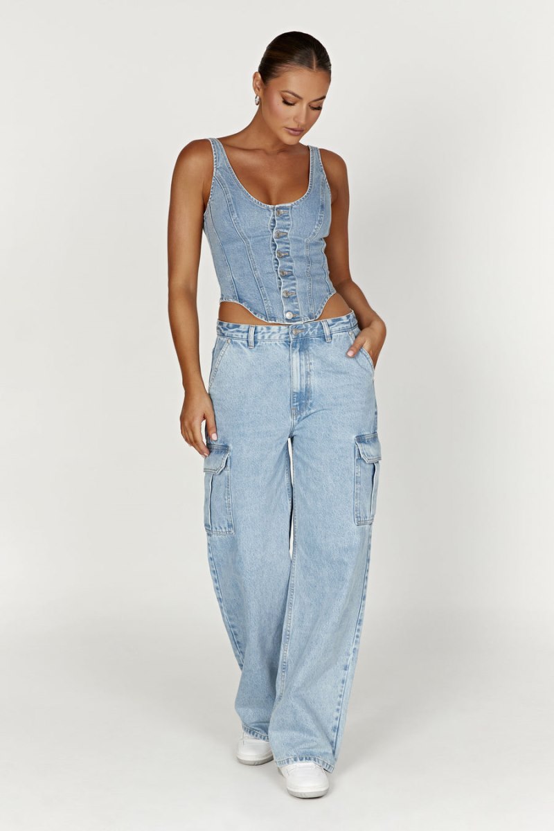 Meshiki Jagger Mid Rise Oversized Denim Azules | FFVD4052