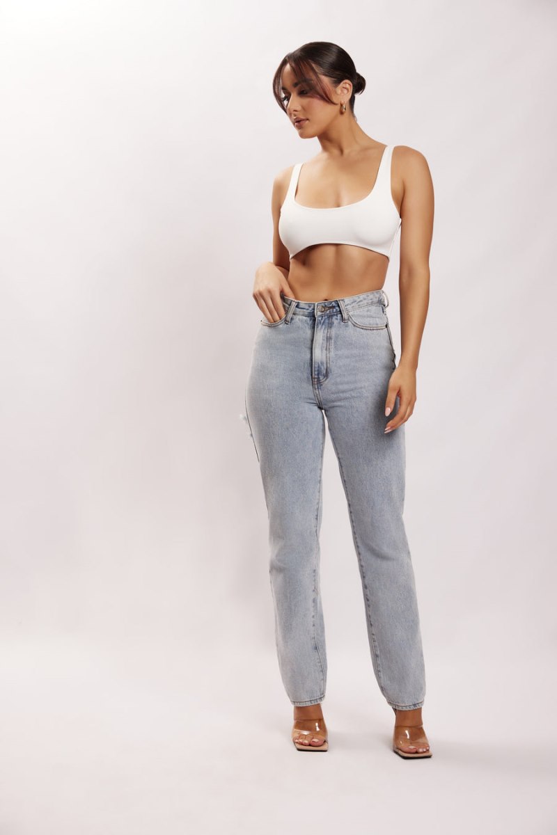 Meshiki Jemma Scoop Neck Super Crop Blancas | ZLOG2451