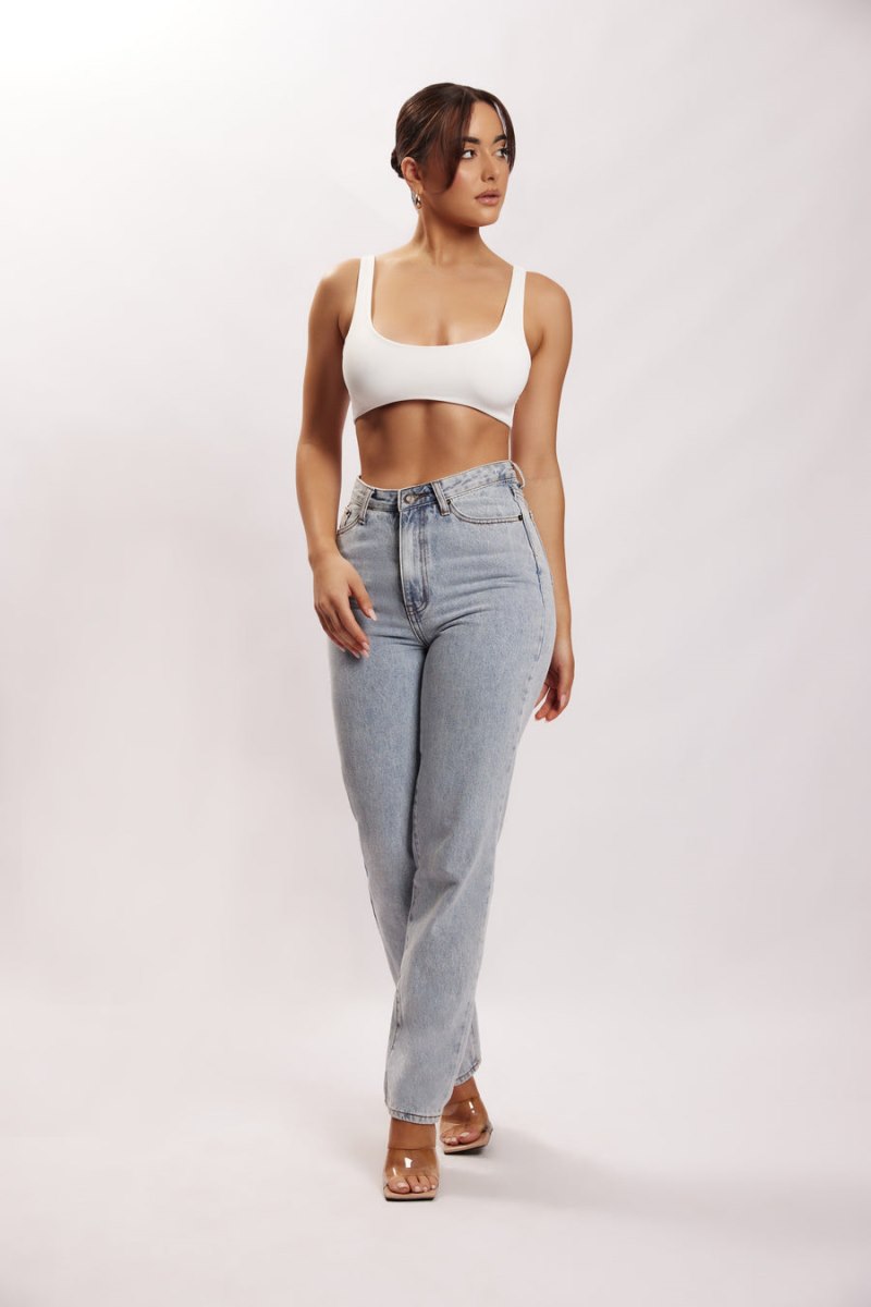 Meshiki Jemma Scoop Neck Super Crop Blancas | ZLOG2451