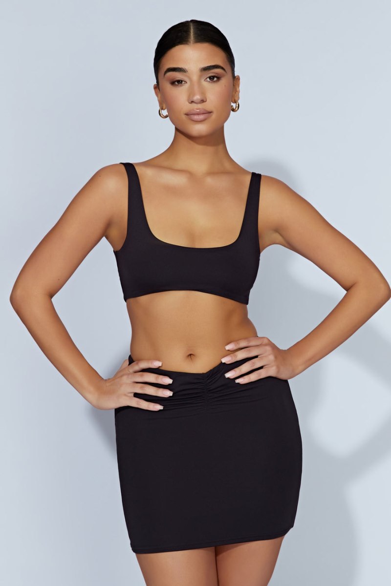 Meshiki Jemma Scoop Neck Super Crop Negras | WVMG6556