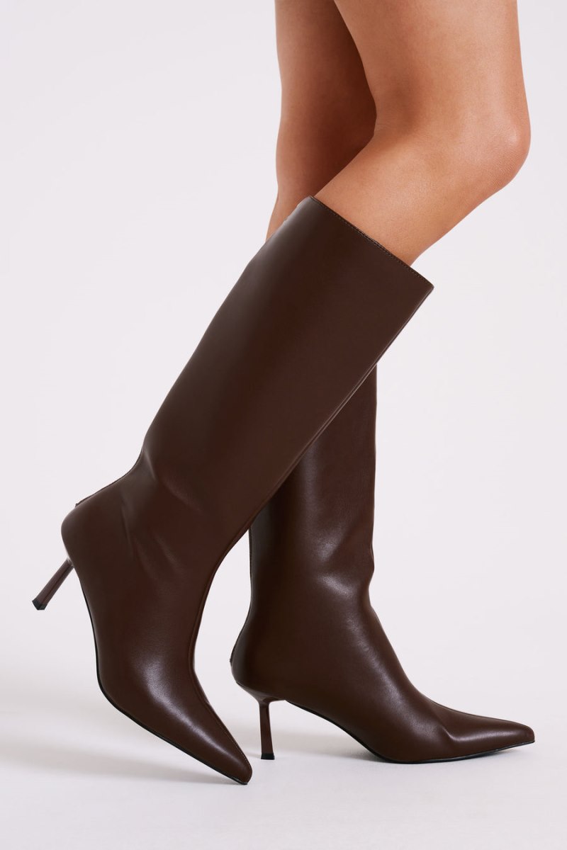 Meshiki Jesi Faux Leather Boots Chocolate Oscuro | DJTB2734