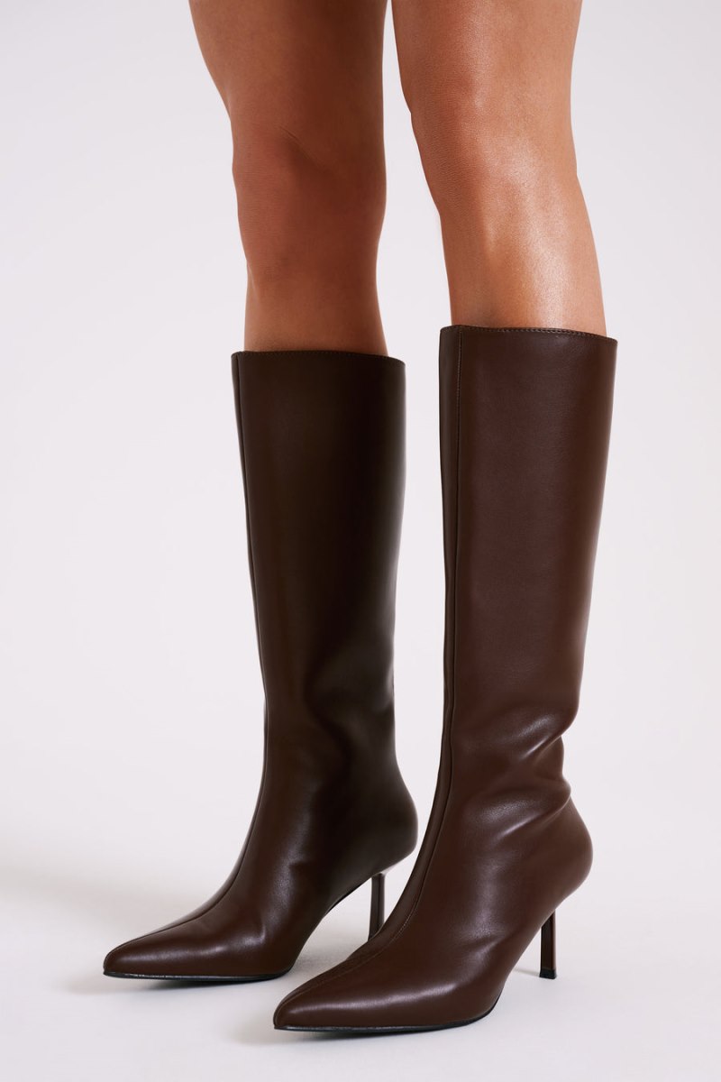 Meshiki Jesi Faux Leather Boots Chocolate Oscuro | DJTB2734