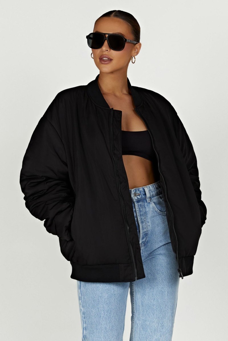 Meshiki Johanna Recycled Bomber Negras | QMYQ1074