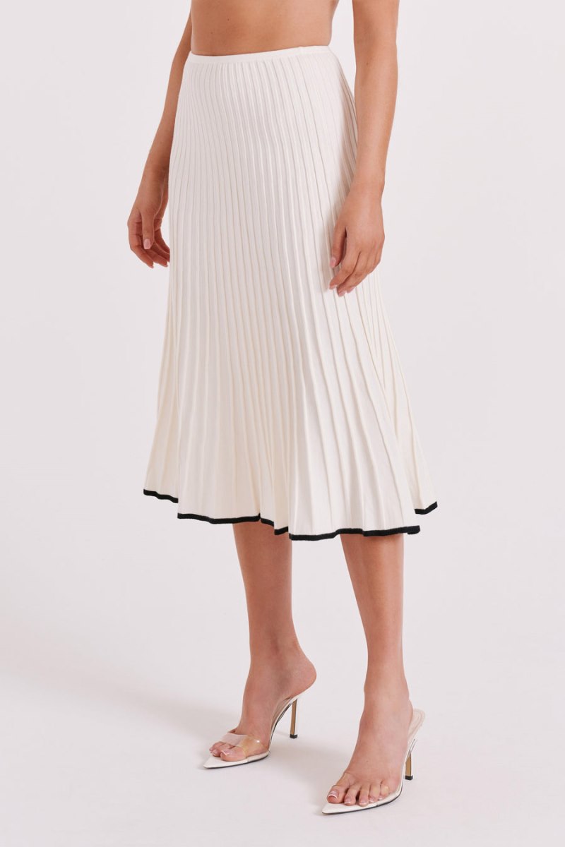 Meshiki Jolene Contrast Rib Knit Midi Blancas | VRSR2167