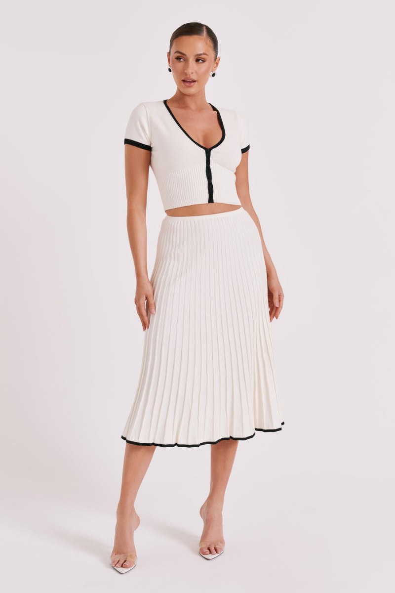 Meshiki Jolene Contrast Rib Knit Midi Blancas | VRSR2167