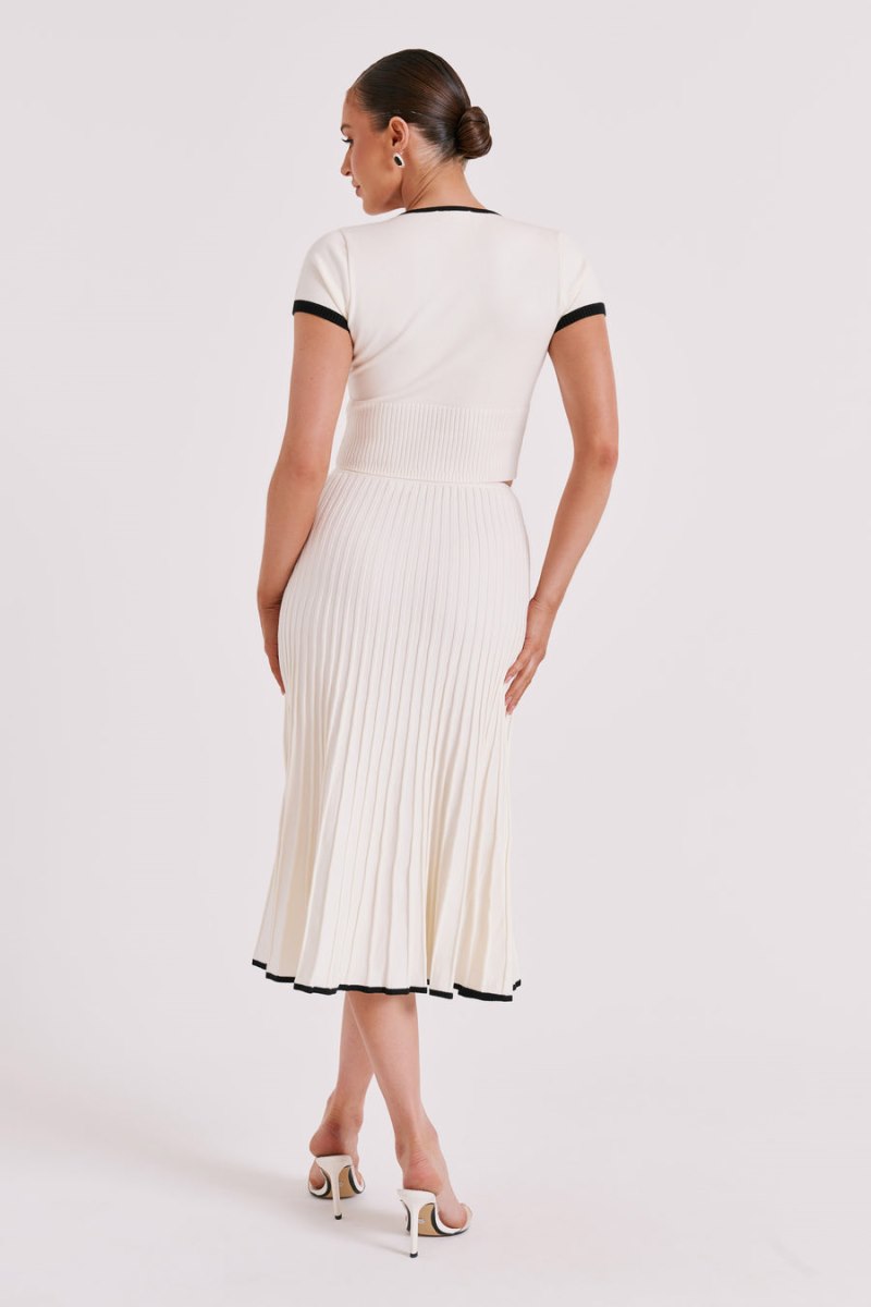 Meshiki Jolene Contrast Rib Knit Midi Blancas | VRSR2167