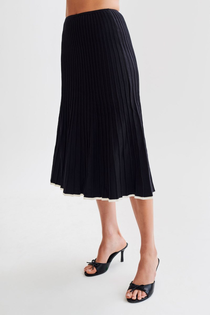 Meshiki Jolene Contrast Rib Knit Midi Negras | LWCY6140