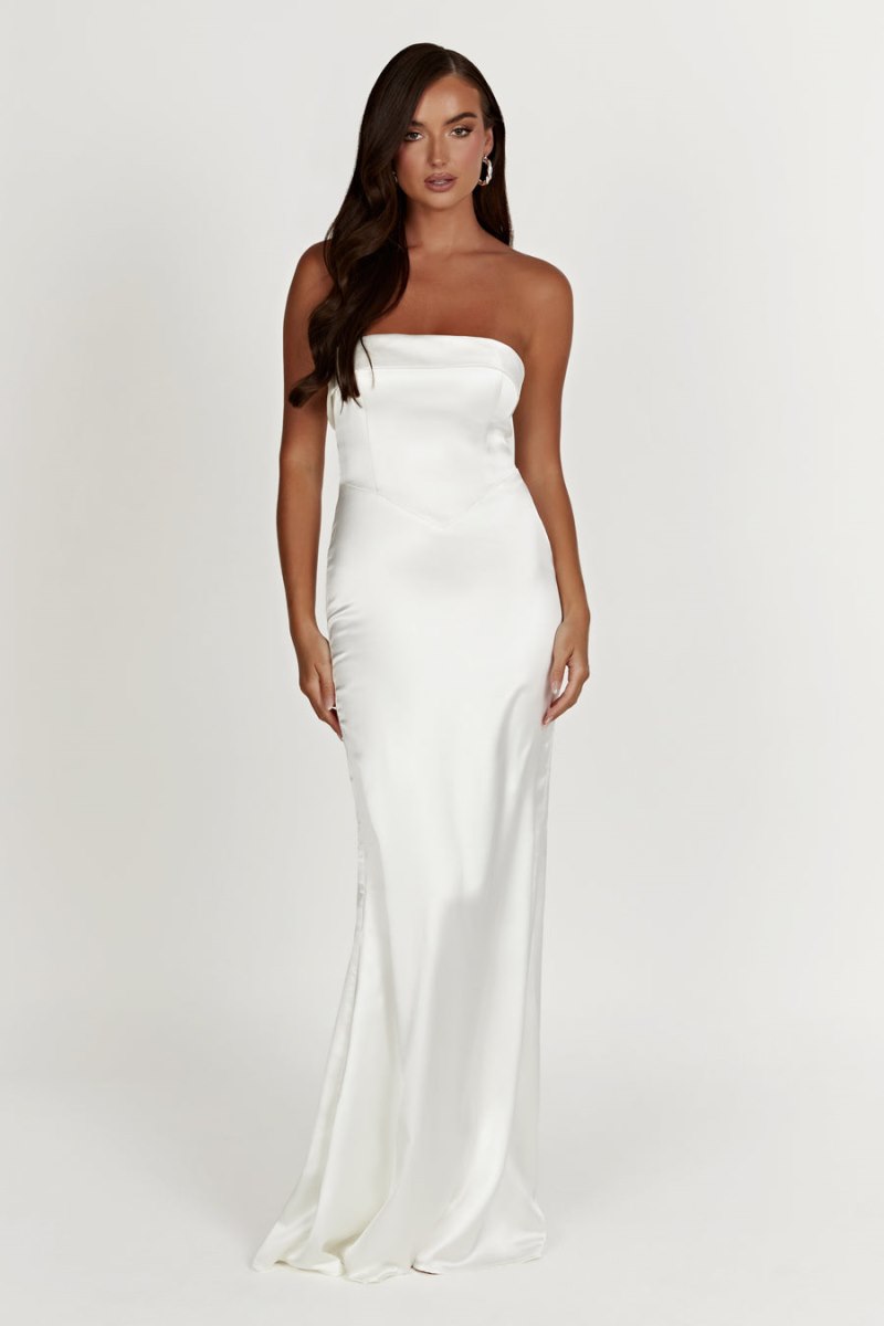 Meshiki Kaitlin Strapless Gown Blancas | NHKA0260