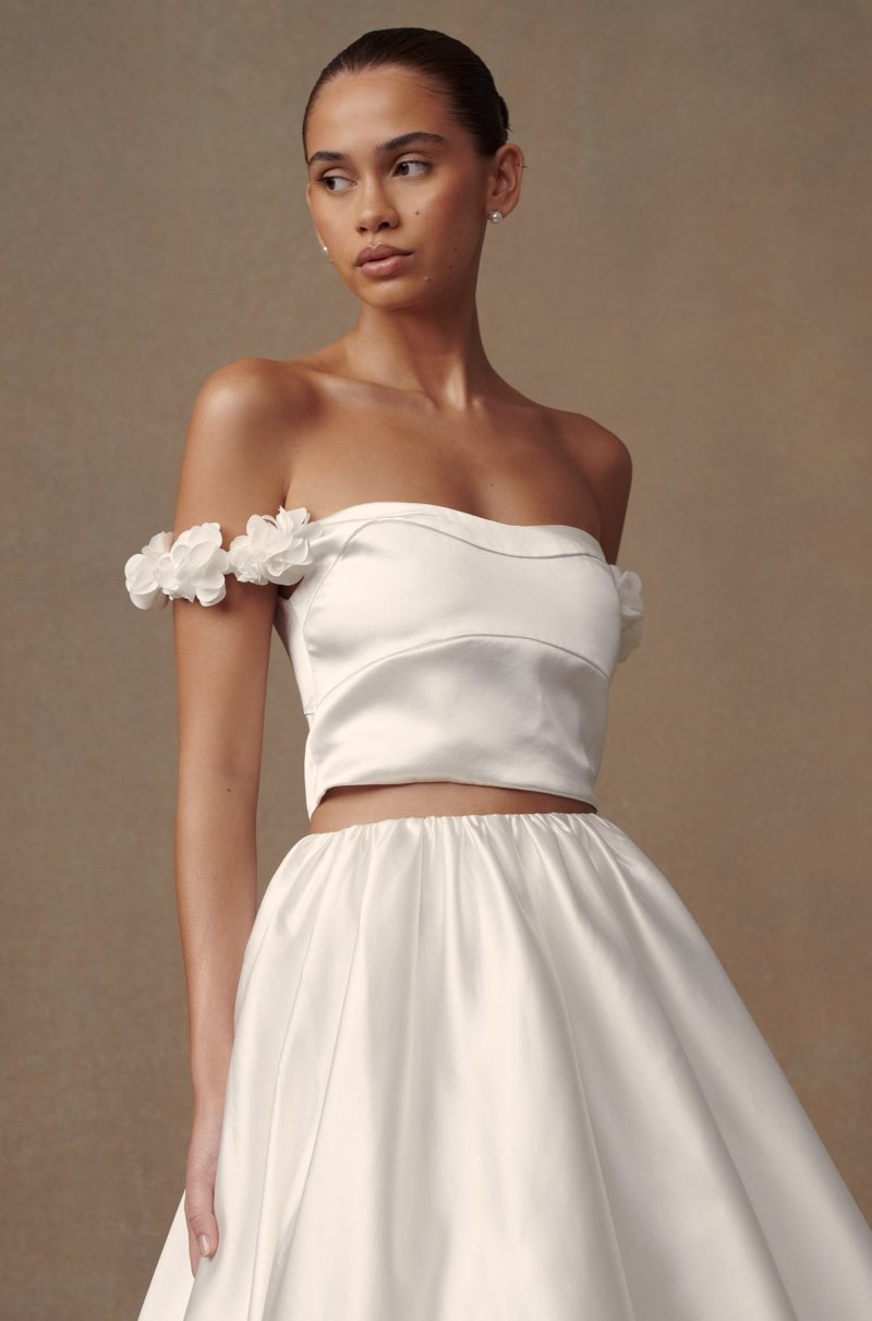 Meshiki Karrie Cropped Satin Rose Bodice Blancas | XJKO4670