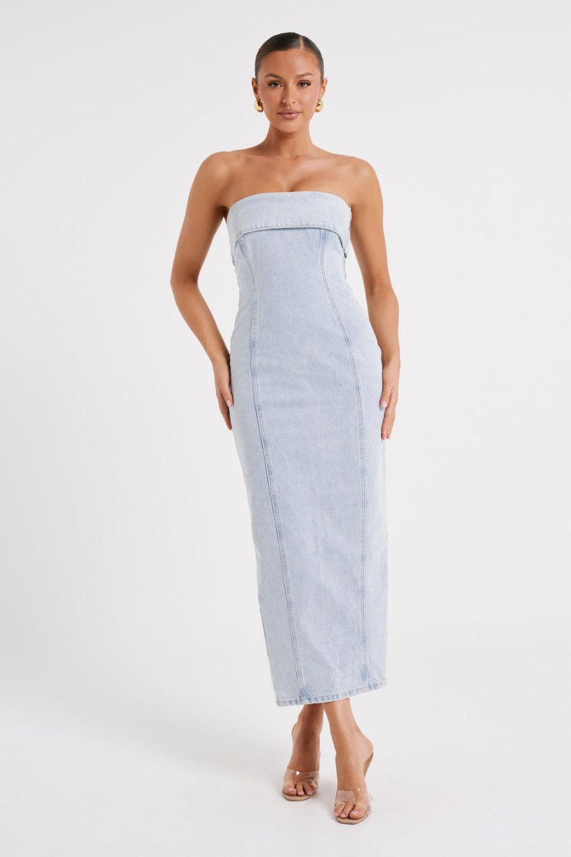 Meshiki Katherine Strapless Denim Azules Claro | KDWL3363