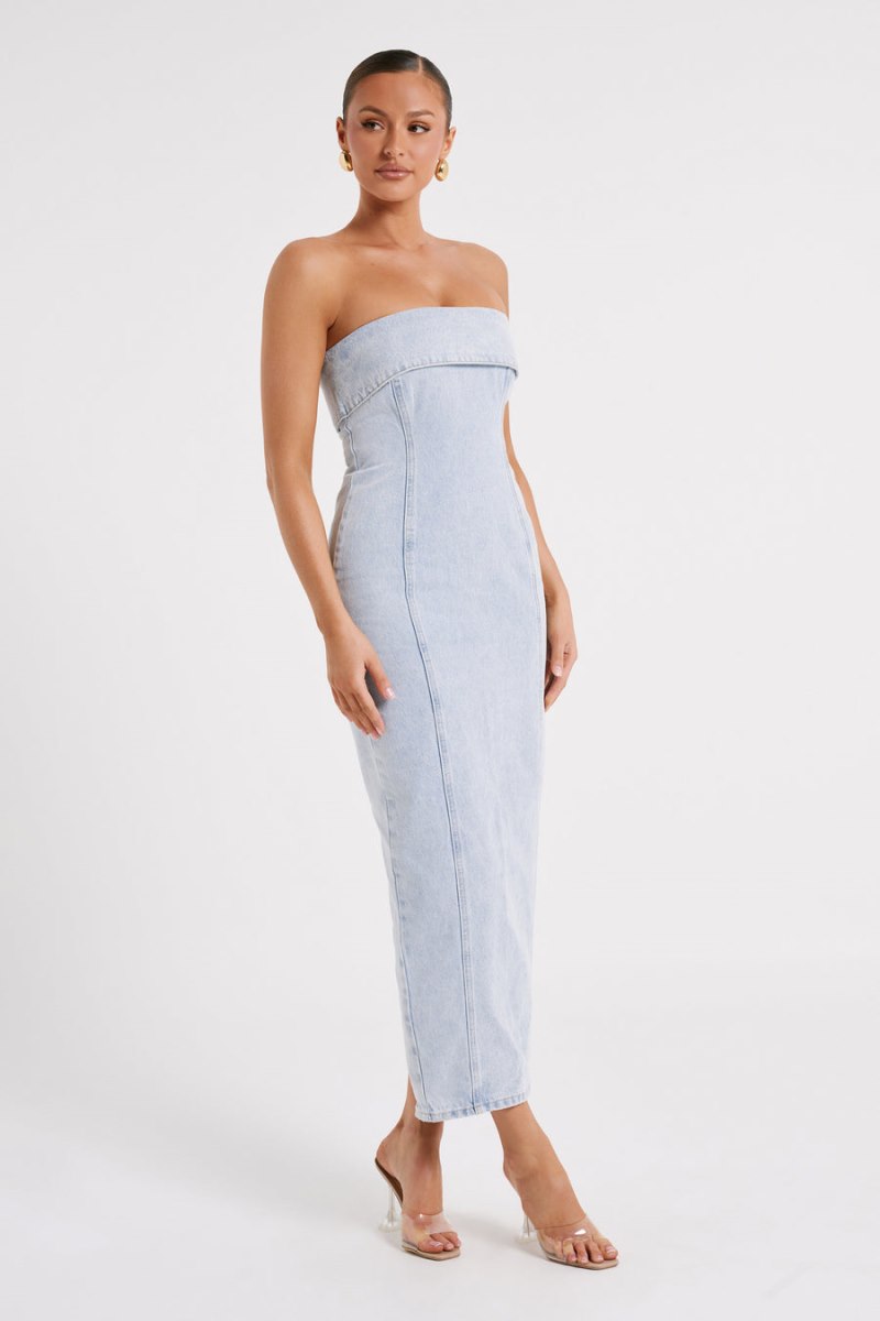 Meshiki Katherine Strapless Denim Azules Claro | KDWL3363