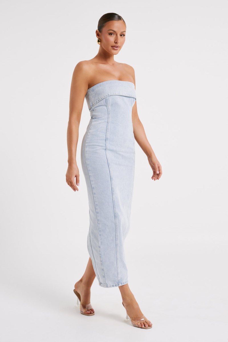 Meshiki Katherine Strapless Denim Azules Claro | KDWL3363