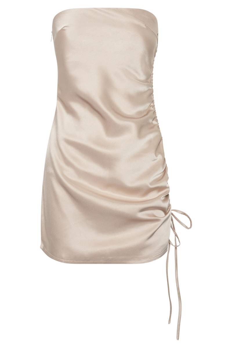 Meshiki Katia Strapless Ruched Side Beige | PVFU2907